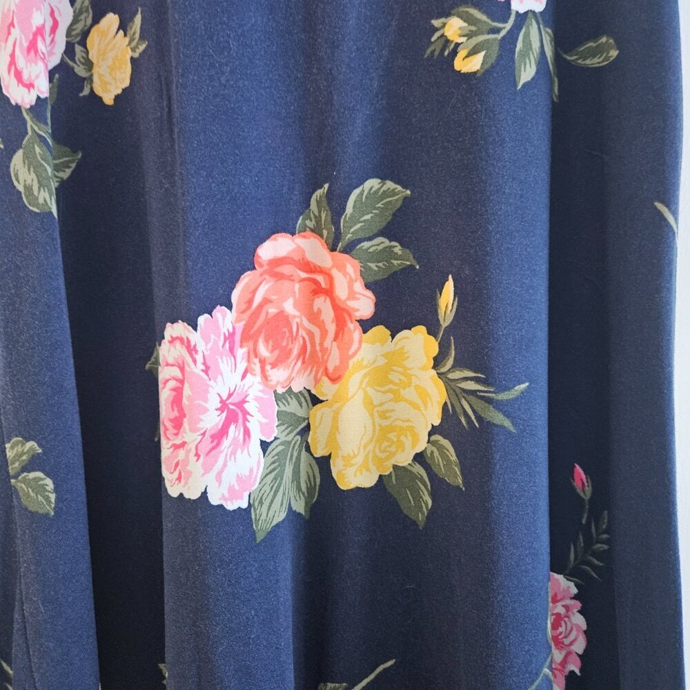 Old Navy Navy Blue Floral Print Sleeveless Jersey Swing XS Dress - Picture 4 of 6